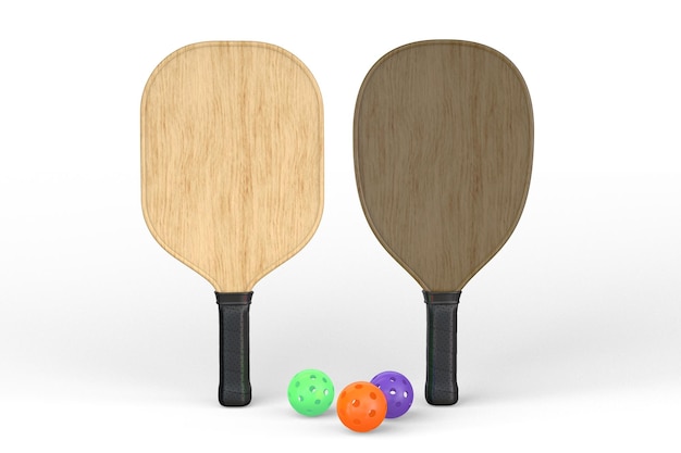 Pickleball-Paddles und -Bälle aus Holz