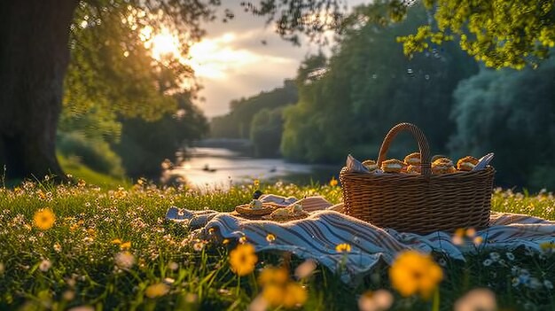 Foto picknick im garten frische nahrung im sommer