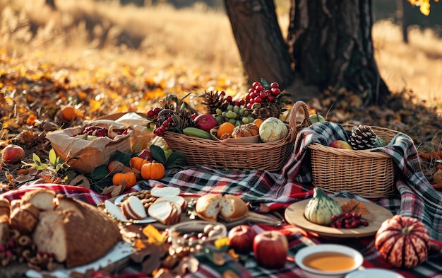 Foto picknick mit decke zum tag der truthahn