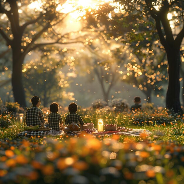 Picnic al aire libre en un buen verano