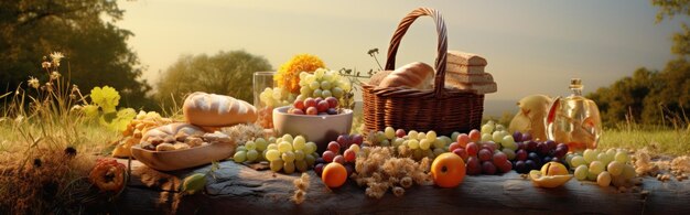 Picnic al atardecer al aire libre