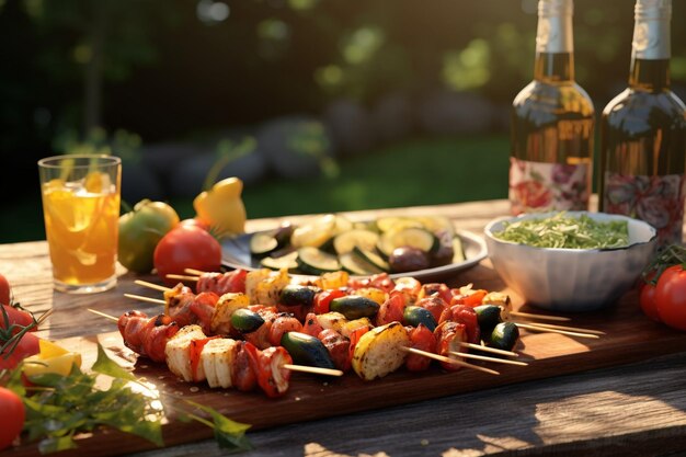 Picnic de barbacoa de verano con verduras a la parrilla