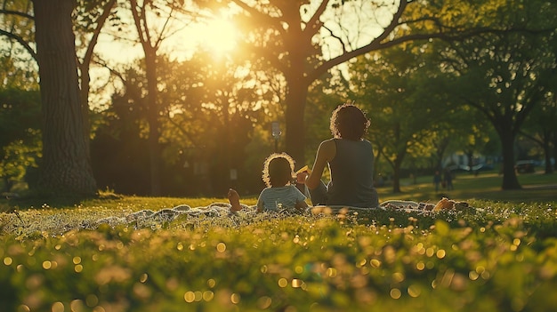 Foto el picnic del día de la madre en el parque escénico