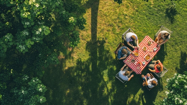 Picnic del día de los padres desde arriba