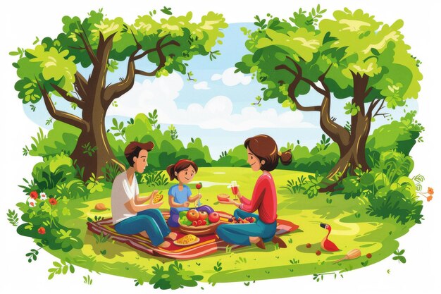 Picnic em família no Lush Green Park