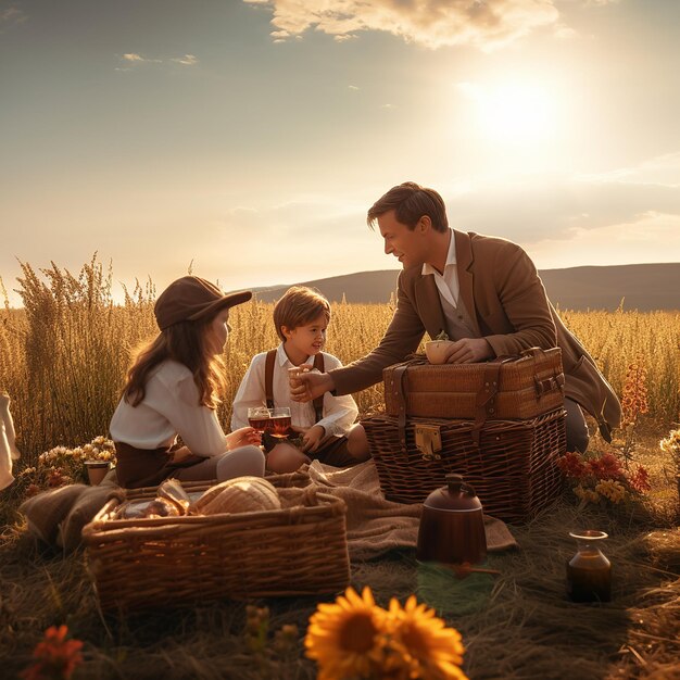 Foto un picnic en familia