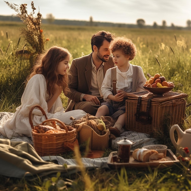 Foto un picnic en familia