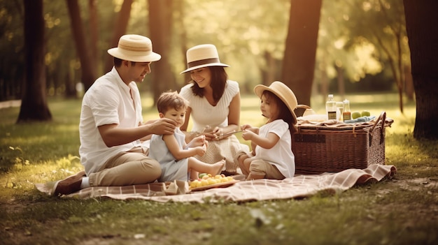 Picnic familiar en el parque IA generativa