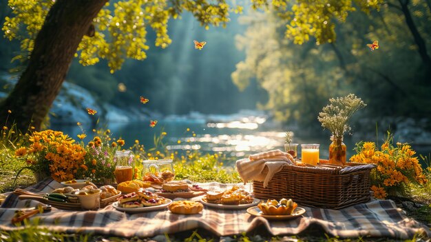 Picnic en el jardín Alimentos frescos en verano