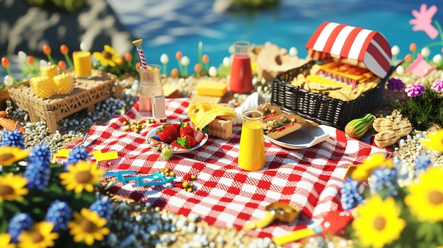 picnic de mosaico de píxeles