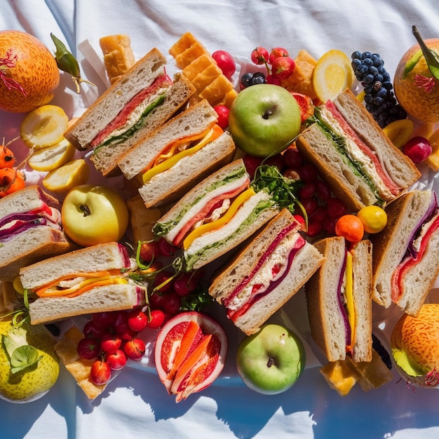 Un picnic con sándwiches