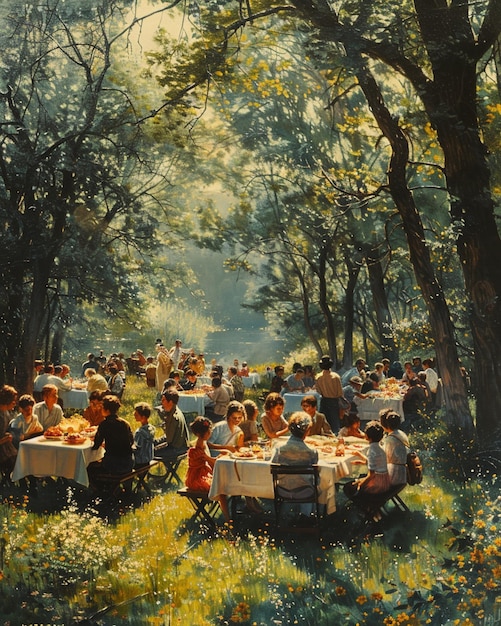 Foto un picnic del vecindario en el parque