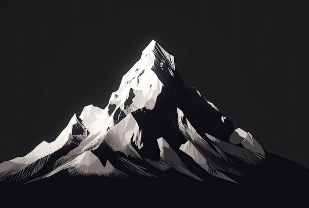 Pico da montanha à noite Ilustração 3D Imagem gerada por computador