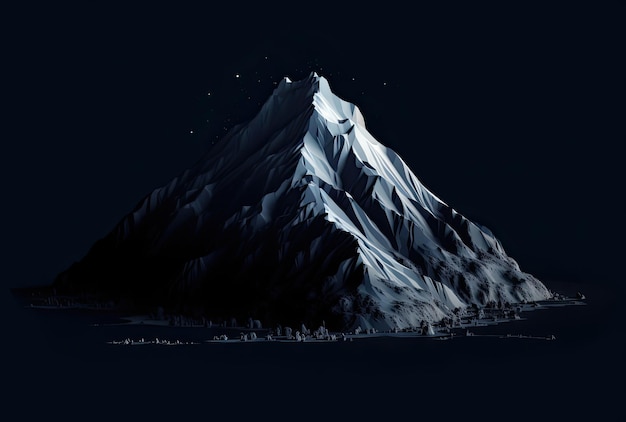 Pico da montanha à noite Ilustração 3D Imagem gerada por computador