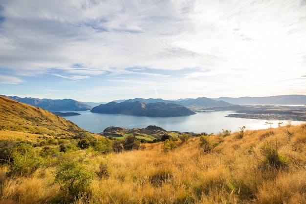 Foto pico de roys. nova zelândia. lago wanaka