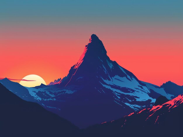 Foto pico do matterhorn nas montanhas ao pôr do sol ilustração ia gerativa