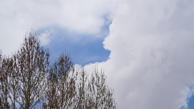 Pico de montaña con algunas nubes y cielo azul claro