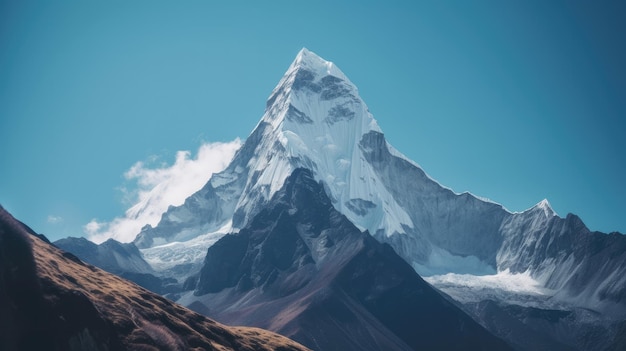 Un pico de montaña en la distancia