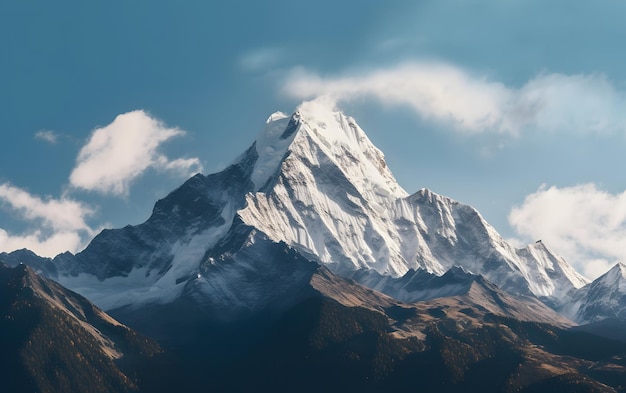 Un pico de montaña en las nubes