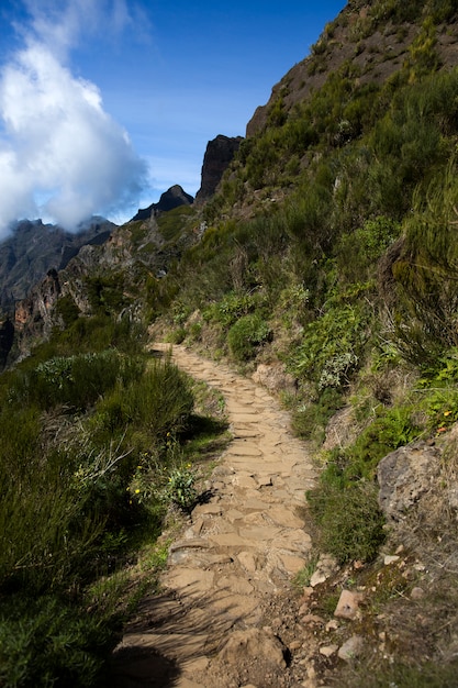 Foto pico de la montaña pico do arieiro en la isla de madeira, portugal