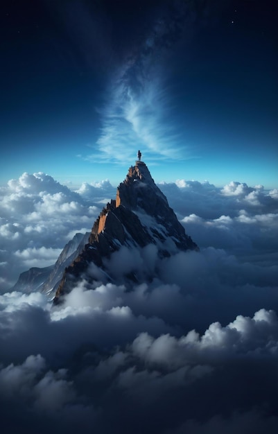 Pico de montaña sobre las nubes