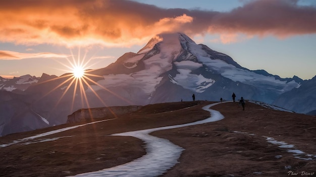 El pico de la montaña Triglav al amanecer