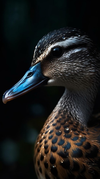 El pico de un pato es azul.