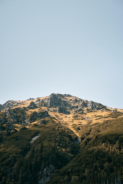 Pico rocoso de la montaña Día soleado en las montañas europeas