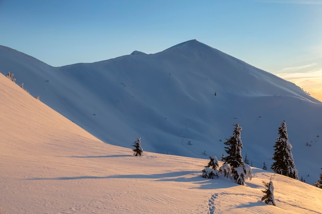 Los picos afilados de las montañas de invierno.