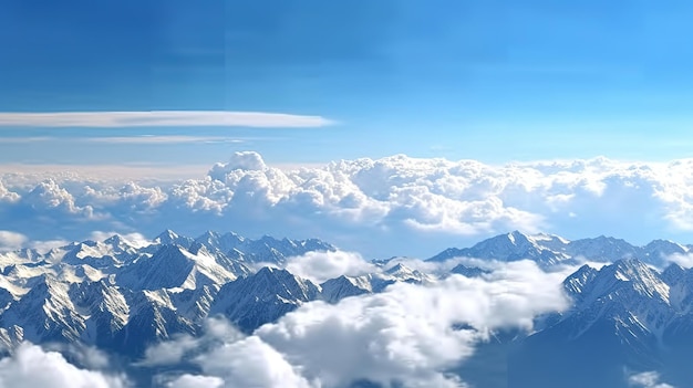 Picos de montanhas nevadas