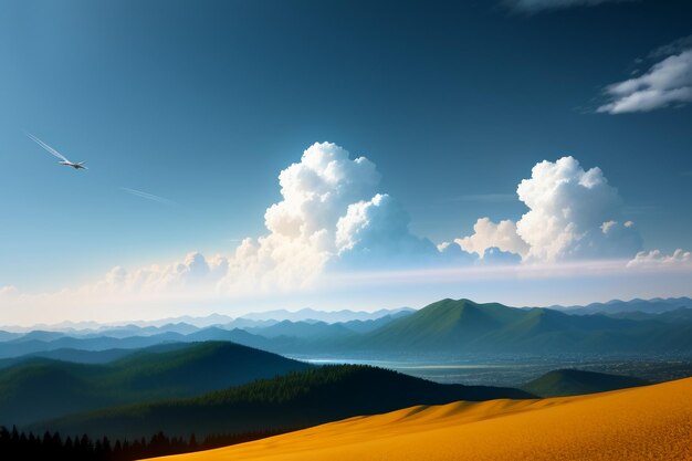 Picos de montañas bajo un cielo azul y nubes blancas paisaje natural fondo de pantalla fotografía de fondo