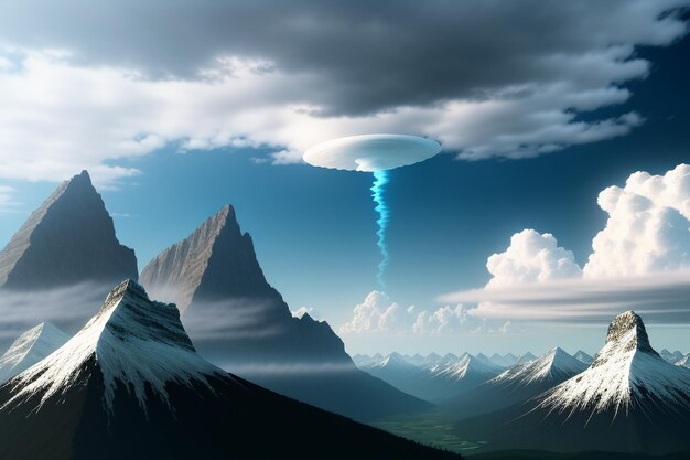 Picos de montañas bajo un cielo azul y nubes blancas paisaje natural fondo de pantalla fotografía de fondo