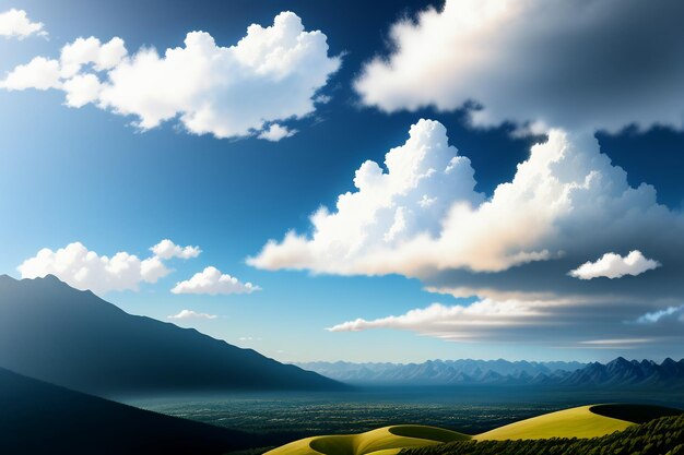 Picos de montañas bajo un cielo azul y nubes blancas paisaje natural fondo de pantalla fotografía de fondo