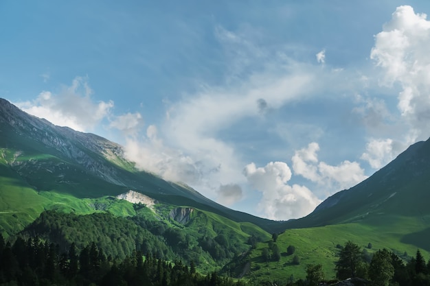 Picos montañosos en la parte occidental de la cordillera principal del Cáucaso.