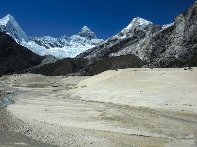 picos nevados na serra da cordilheira do Peru