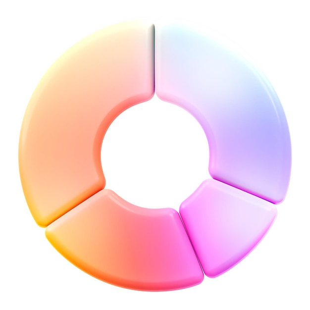 Pie-Chart-Symbol png-Aufkleber 3D-Neon-Leuchtung durchsichtiger Hintergrund