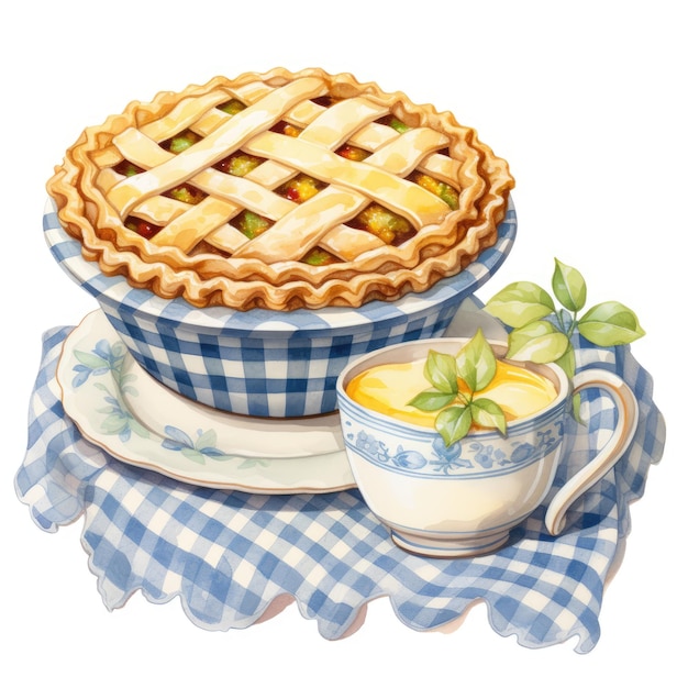 Pie Delight Skurriles Clipart-Set mit floralen Backformen, Gitterkrusten-Designs und bezauberndem Plaid-Accessoire