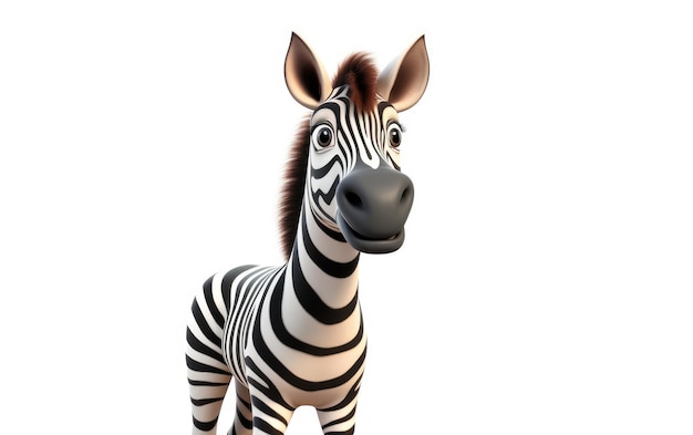 De pie, hermoso, zorse, caricatura, 3d, render, aislado, blanco, plano de fondo