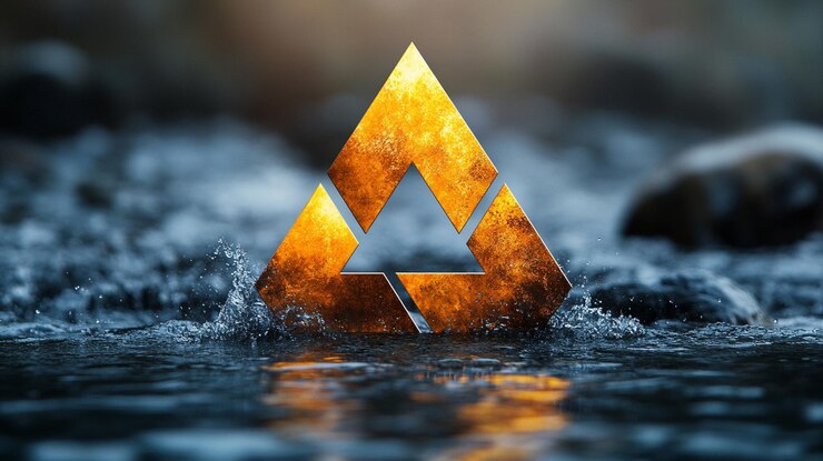 Foto una piedra en el agua con un triángulo en ella