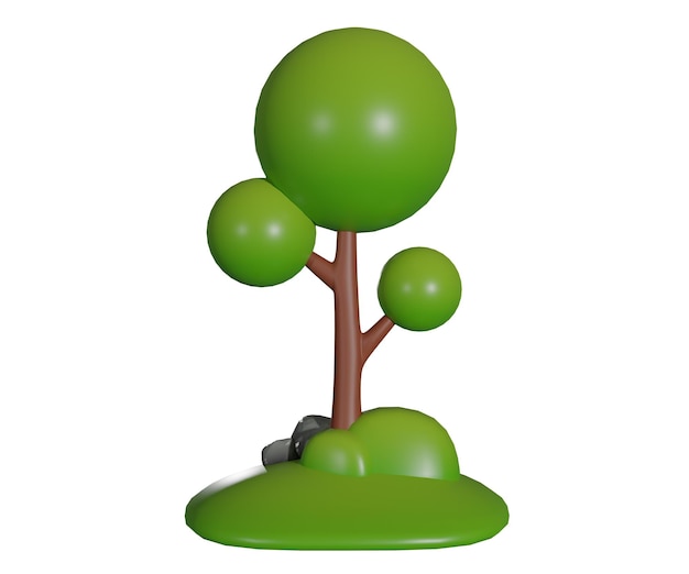 Piedra de árbol de ilustración 3D con trazado de recorte