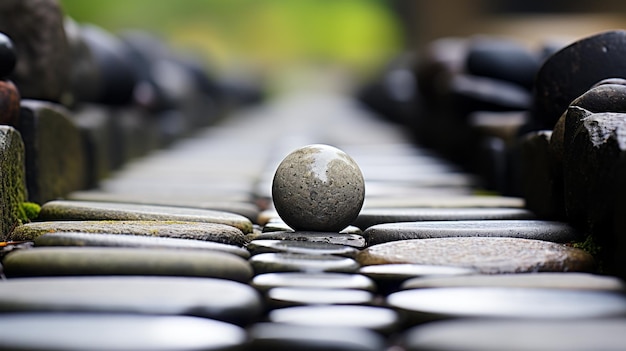 una piedra está sentada encima de un camino de piedra