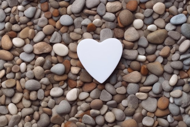 Una piedra en forma de corazón se coloca en una playa.