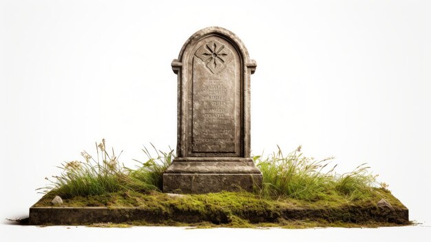 Piedra funeraria aislada en fondo blanco