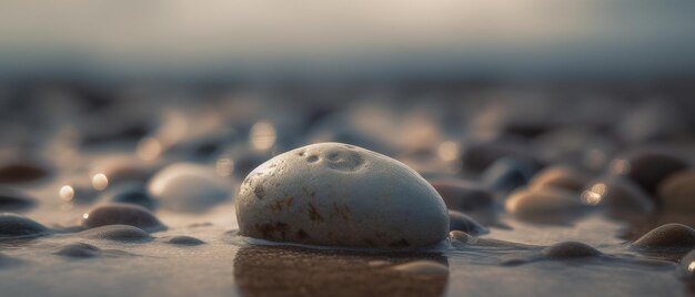 Una piedra lisa y atractiva yace en la playa IA generativa