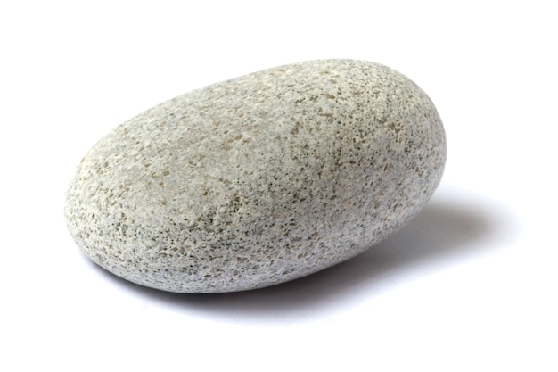 Piedra de mar gris con sombra aislada sobre fondo blanco Foto de alta calidad