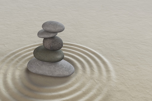 Piedra de meditación de jardín zen japonés para concentración y relajación