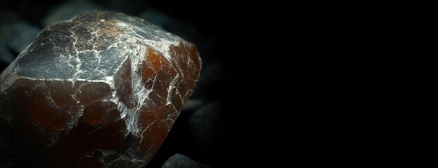 Piedra mineral fósil de termonatrita Fósil cristalino geológico Fondo oscuro de primer plano