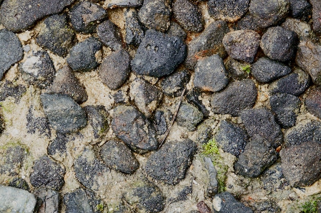 Piedra negra sobre arena mojada