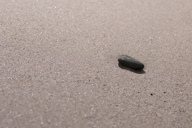 Piedra pequeña individual en la playa