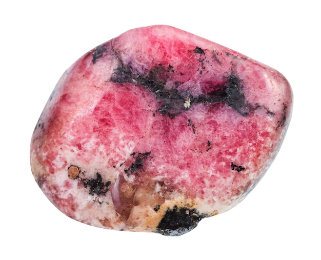 Piedra preciosa rodonita rosa pulida aislada